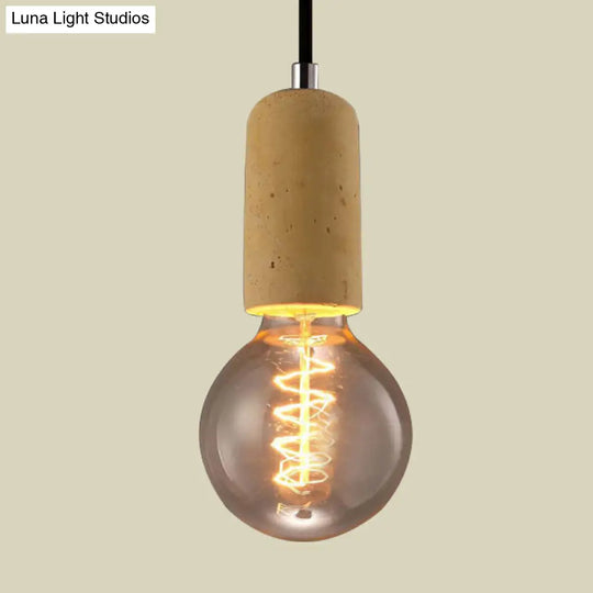 Minimalist Cement Hanging Pendant Light With Open Bulb - Ideal For Cafe And Restaurant