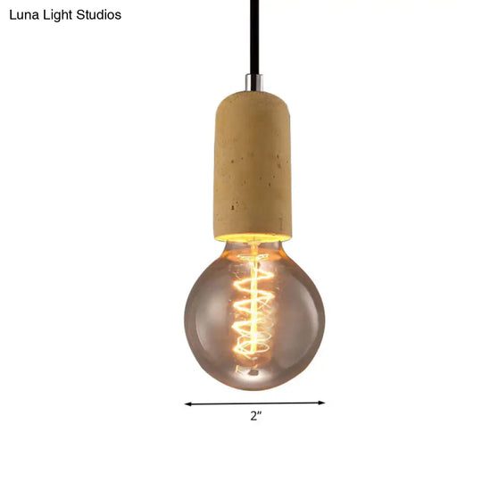 Minimalist Cement Hanging Pendant Light With Open Bulb - Ideal For Cafe And Restaurant