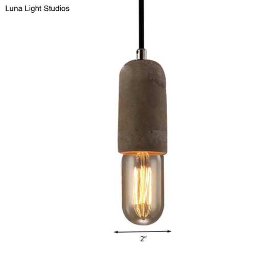 Cement Pendant Lamp - Open Bulb Minimalist Style 1-Light Ideal For Cafes And Restaurants