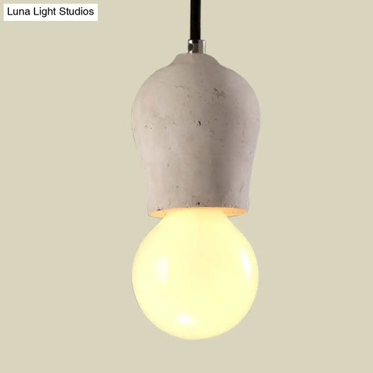 Minimalist Cement Hanging Pendant Light With Open Bulb - Ideal For Cafe And Restaurant