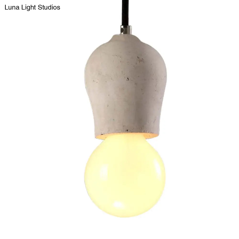 Minimalist Cement Hanging Pendant Light With Open Bulb - Ideal For Cafe And Restaurant