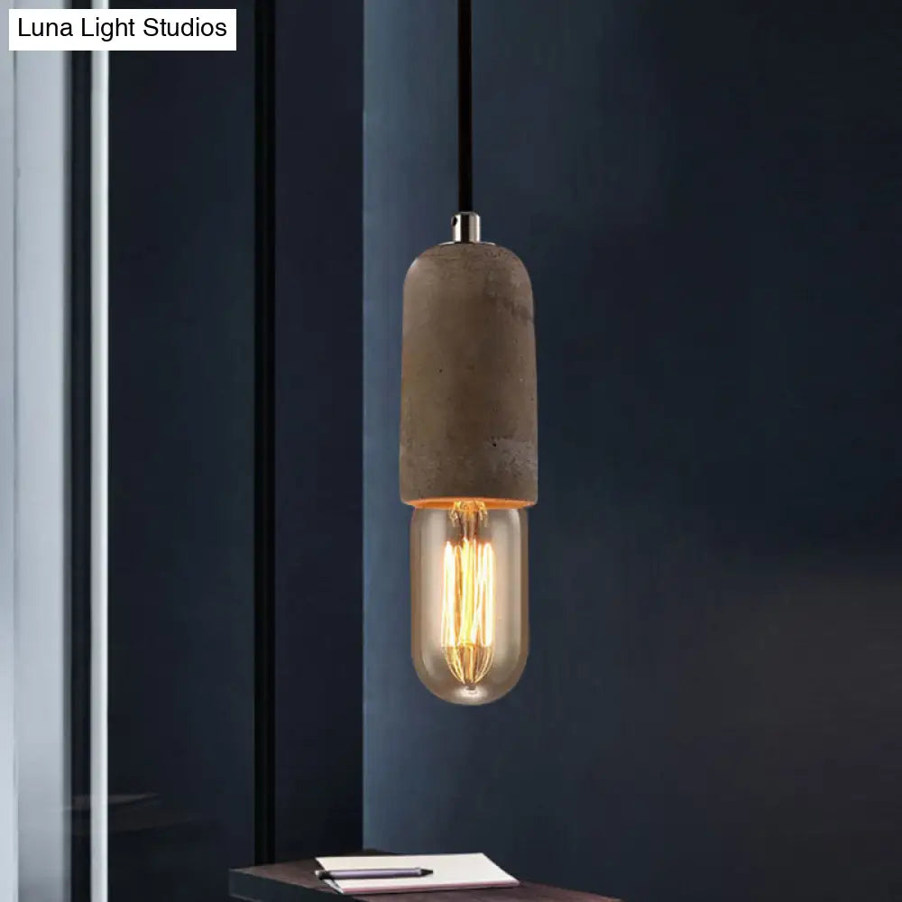 Minimalist Cement Hanging Pendant Light With Open Bulb - Ideal For Cafe And Restaurant