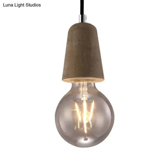 Minimalist Cement Hanging Pendant Light With Open Bulb - Ideal For Cafe And Restaurant