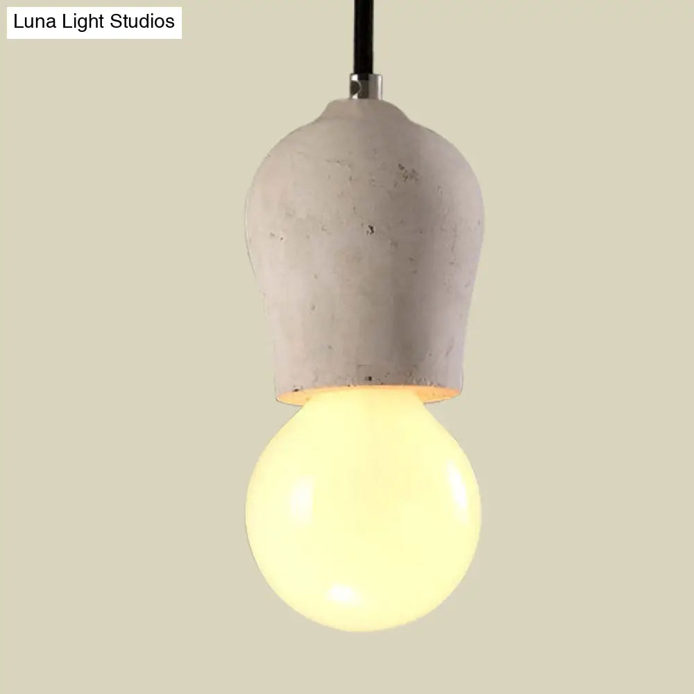 Cement Pendant Lamp - Open Bulb Minimalist Style 1-Light Ideal For Cafes And Restaurants