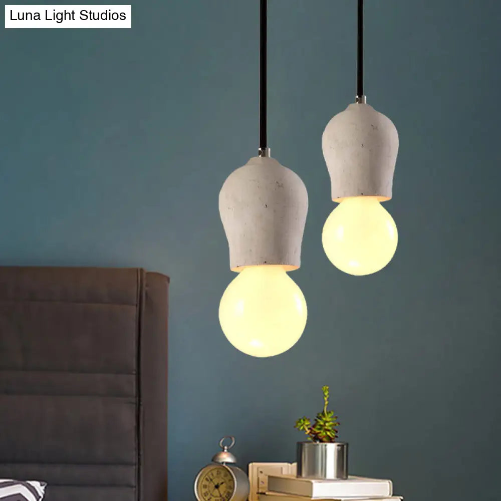 Cement Pendant Lamp - Open Bulb Minimalist Style 1-Light Ideal For Cafes And Restaurants