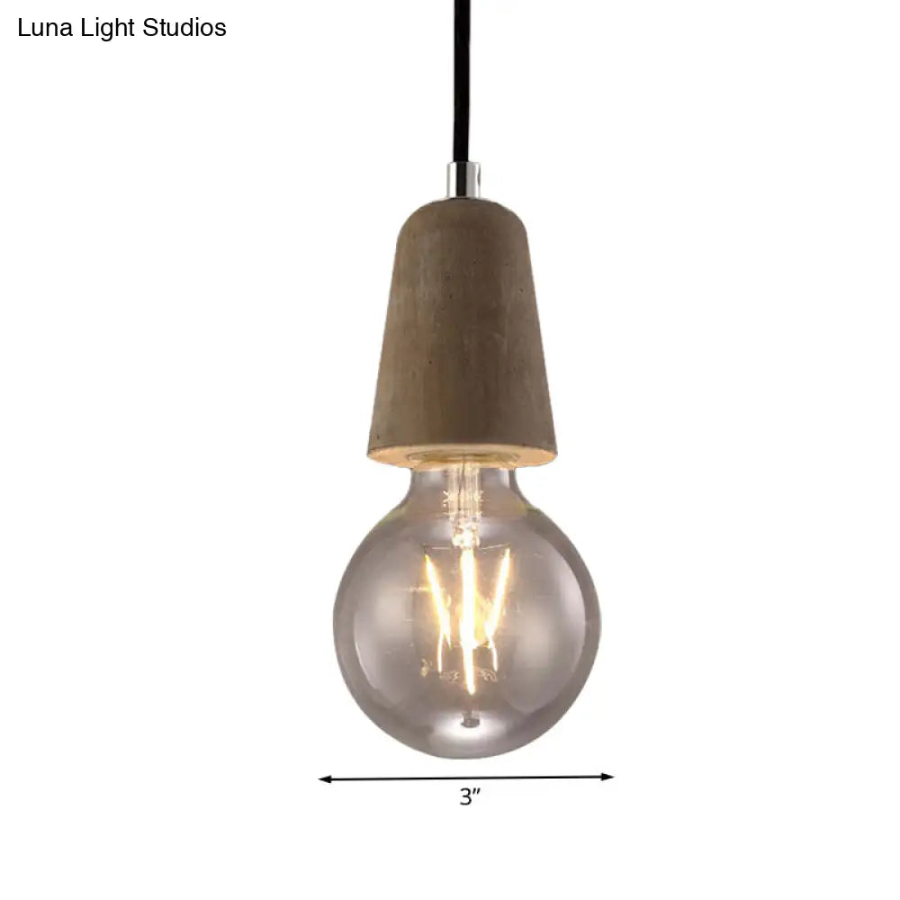 Minimalist Cement Hanging Pendant Light With Open Bulb - Ideal For Cafe And Restaurant