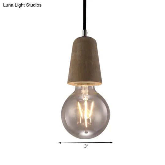 Minimalist Cement Hanging Pendant Light With Open Bulb - Ideal For Cafe And Restaurant