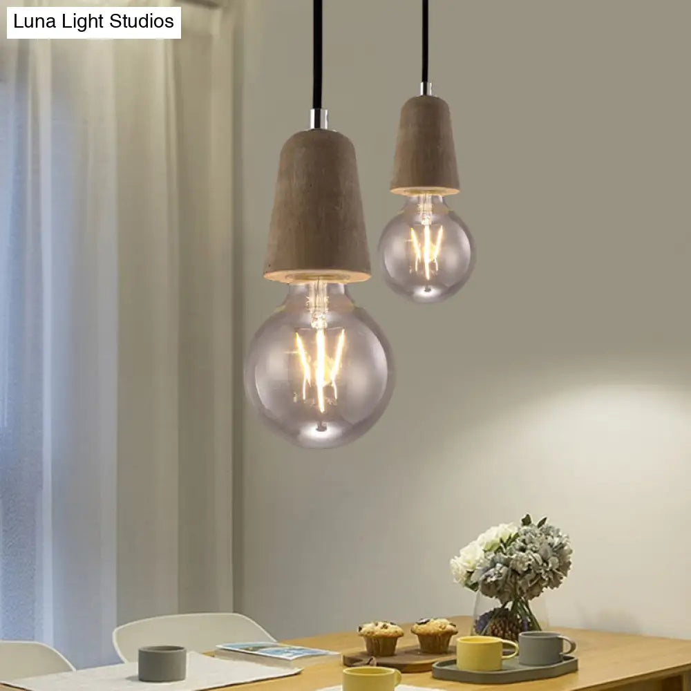 Cement Pendant Lamp - Open Bulb Minimalist Style 1-Light Ideal For Cafes And Restaurants