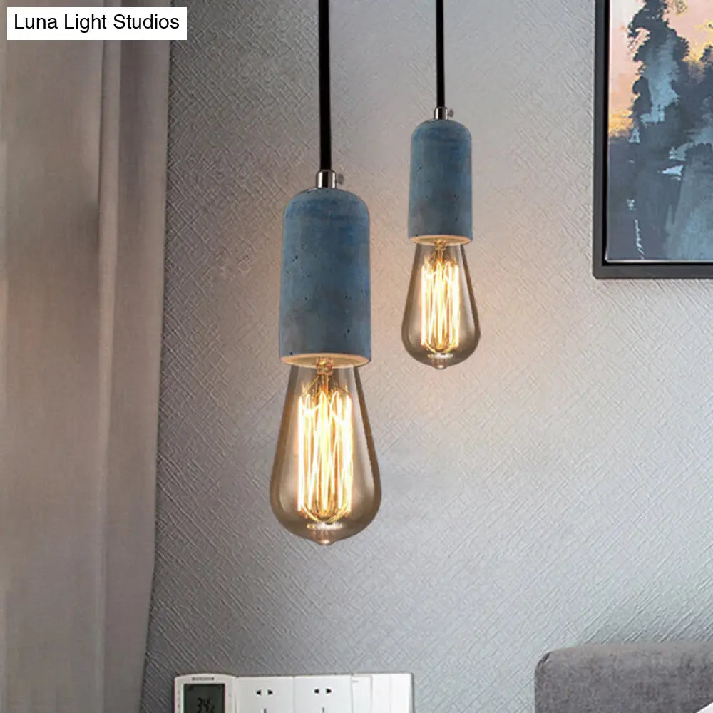 Minimalist Cement Hanging Pendant Light With Open Bulb - Ideal For Cafe And Restaurant