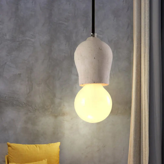 Cement Pendant Lamp - Open Bulb Minimalist Style 1-Light Ideal For Cafes And Restaurants Grey / B