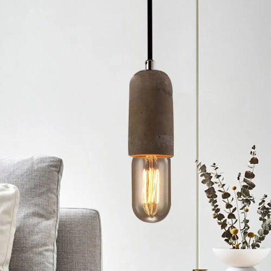 Cement Pendant Lamp - Open Bulb Minimalist Style 1-Light Ideal For Cafes And Restaurants Grey / C