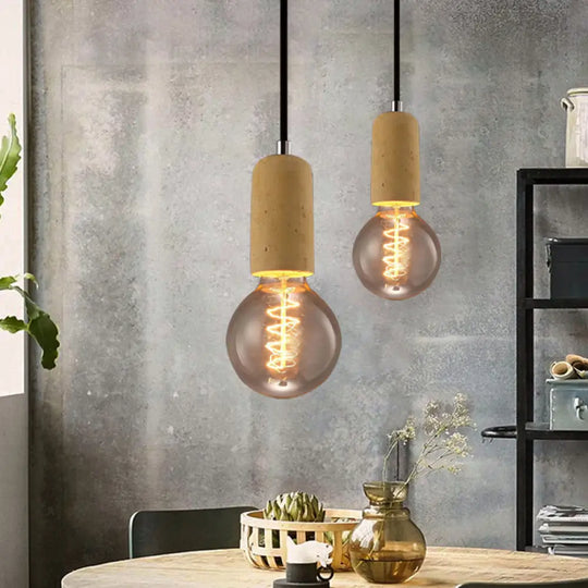 Cement Pendant Lamp - Open Bulb Minimalist Style 1-Light Ideal For Cafes And Restaurants Yellow / C