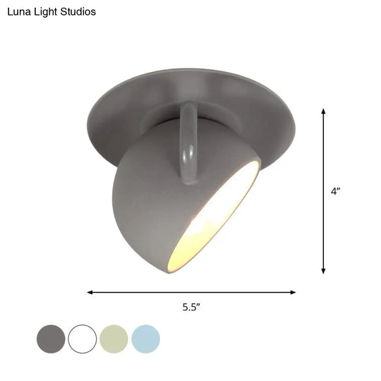 Ceramic Coffee Cup Flush Mount Ceiling Lamp - Rotatable Led Light In White/Grey/Blue