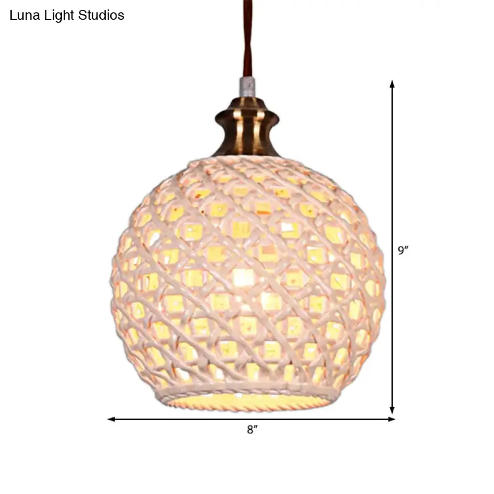 Ceramic Globe Pendant Light For Study Room And Cafe - Creative 1-Head Ceiling