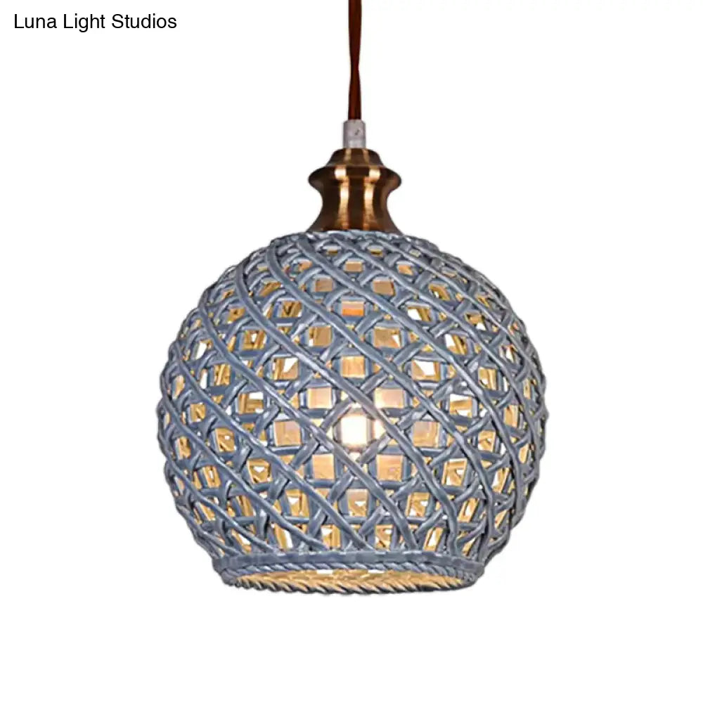 Ceramic Globe Pendant Light For Study Room And Cafe - Creative 1-Head Ceiling