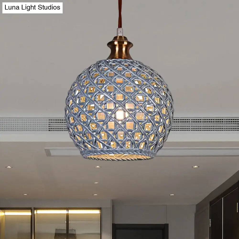 Ceramic Globe Pendant Light For Study Room And Cafe - Creative 1-Head Ceiling