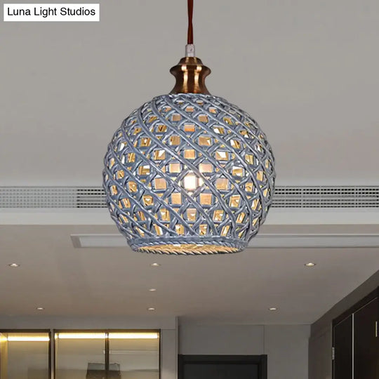 Ceramic Globe Pendant Light For Study Room And Cafe - Creative 1-Head Ceiling