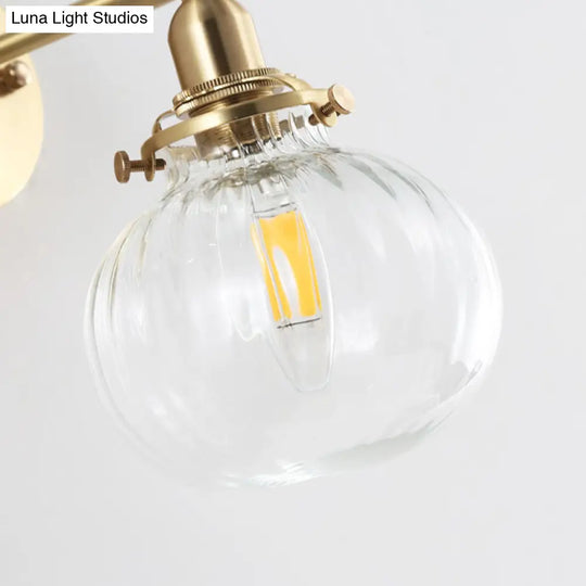 Champagne/Clear Prismatic Glass Single Sconce Gold Wall Light - Minimalist Globe Design