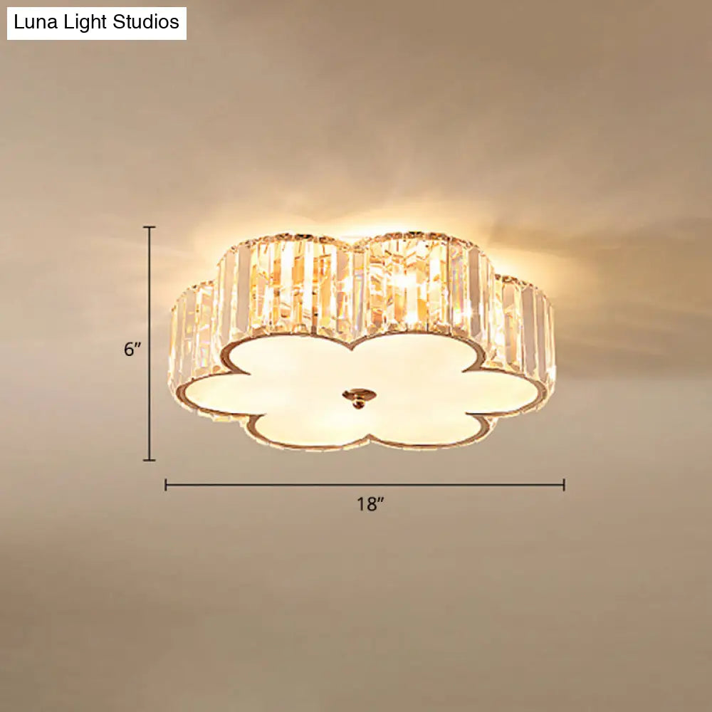 Champagne Flower Crystal Flush Mount Ceiling Light - Elegant 6-Light Fixture