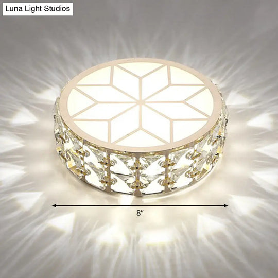 Champagne Led Crystal Embedded Round Ceiling Light - Simple Style Flush Mount For Passageway / 8