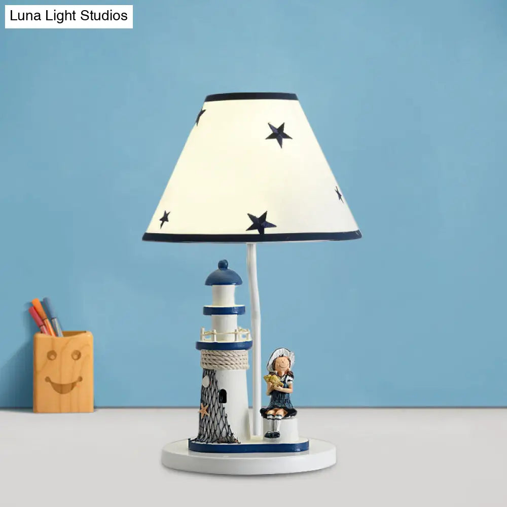 Cartoon Kids Table Light - Resin 1 Head Task Lighting For Childrens Room In Dark Blue / Girl