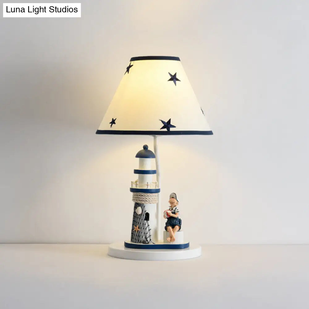 Cartoon Kids Table Light - Resin 1 Head Task Lighting For Childrens Room In Dark Blue