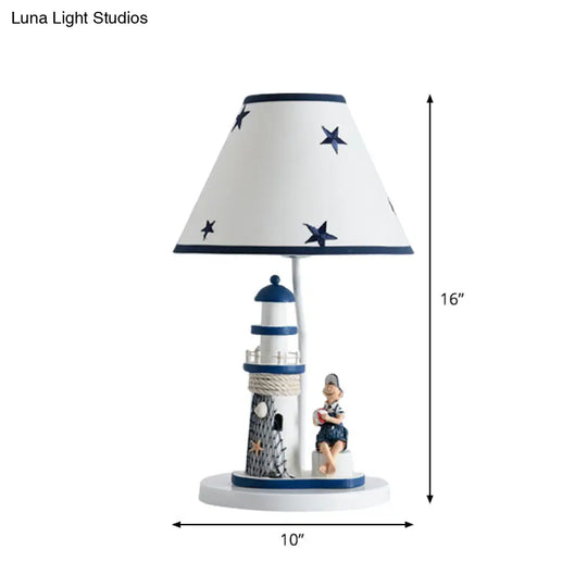 Cartoon Kids Table Light - Resin 1 Head Task Lighting For Childrens Room In Dark Blue