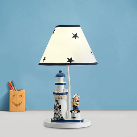 Chara - Kids Cartoon Table Light Resin 1 Head Children Room Task Lighting In Dark Blue / Girl