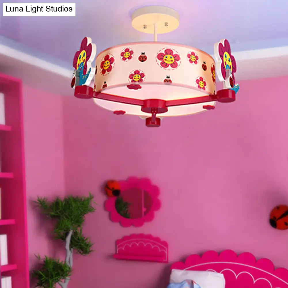 Charming 3 - Light Pink Fabric Ceiling Light For Girls’ Bedroom