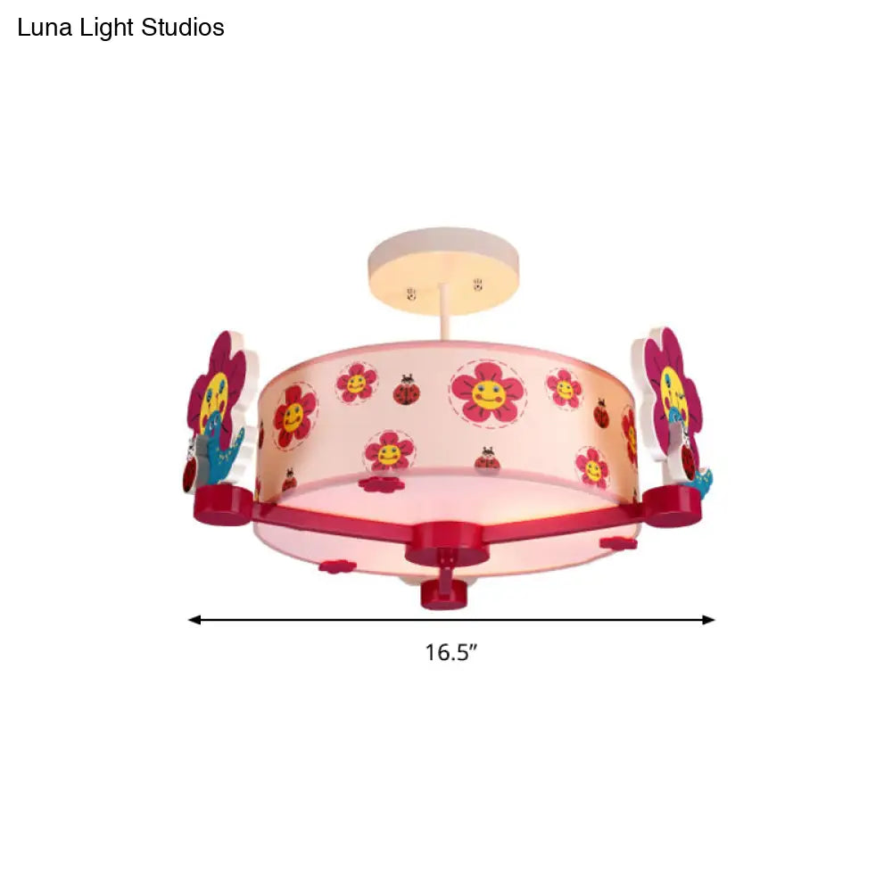 Charming 3 - Light Pink Fabric Ceiling Light For Girls’ Bedroom