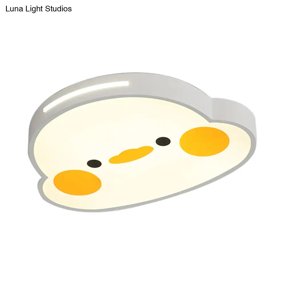 Charming Chick Baby Room Flushmount Light - Adorable Led Ceiling Fixture In White