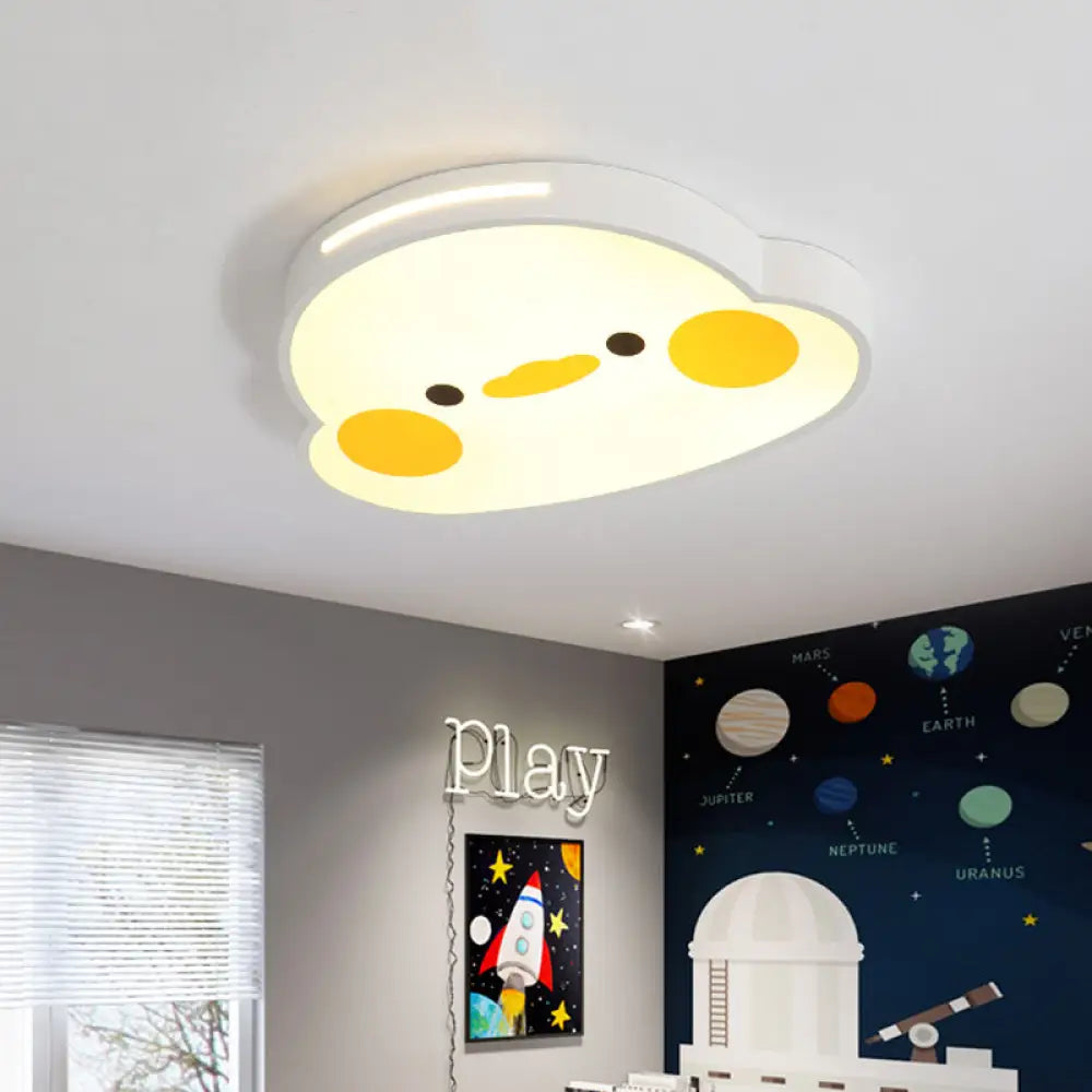 Charming Chick Baby Room Flushmount Light - Adorable Led Ceiling Fixture In White