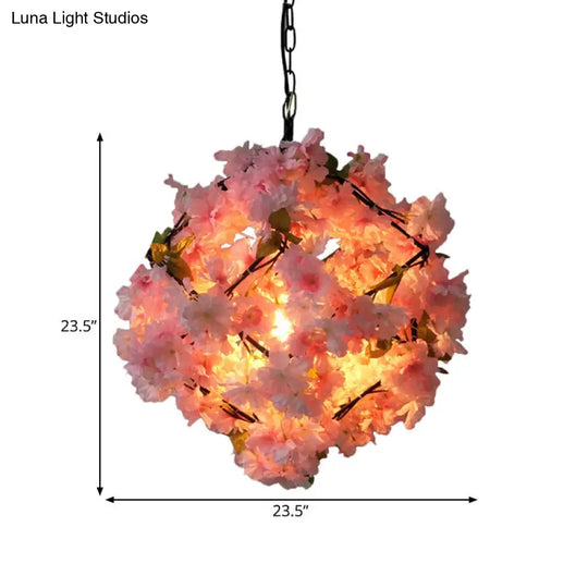 Cherry Blossom Restaurant Pendant Light - Industrial Metal 1-Light Black Hanging Ceiling Lamp