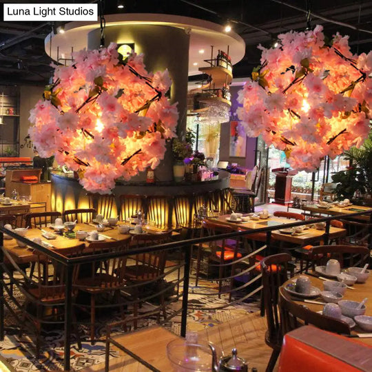 Cherry Blossom Restaurant Pendant Light - Industrial Metal 1-Light Black Hanging Ceiling Lamp
