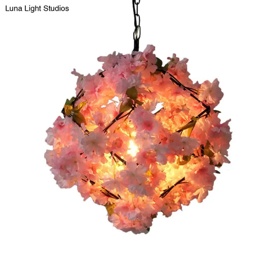 Cherry Blossom Restaurant Pendant Light - Industrial Metal 1-Light Black Hanging Ceiling Lamp