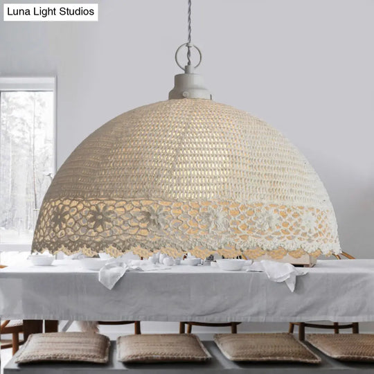 Chic Beige Pendant Light With Fabric Shade - Perfect For Cafe Ambiance