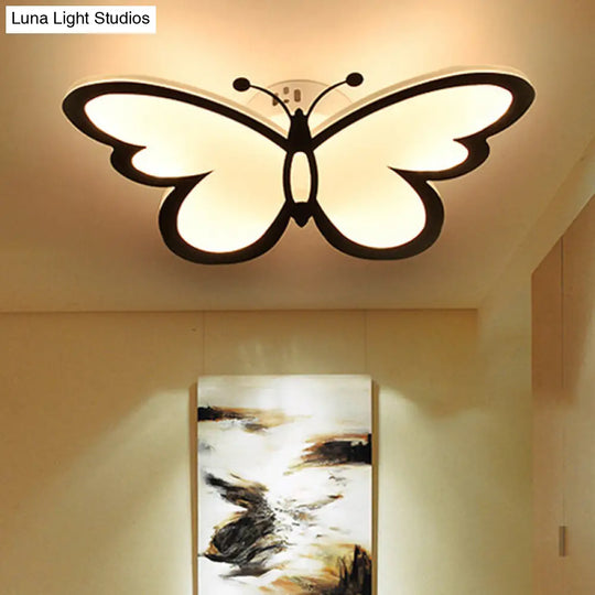 Chic Butterfly Flush Mount Light - Ideal For Girls Bedroom Black