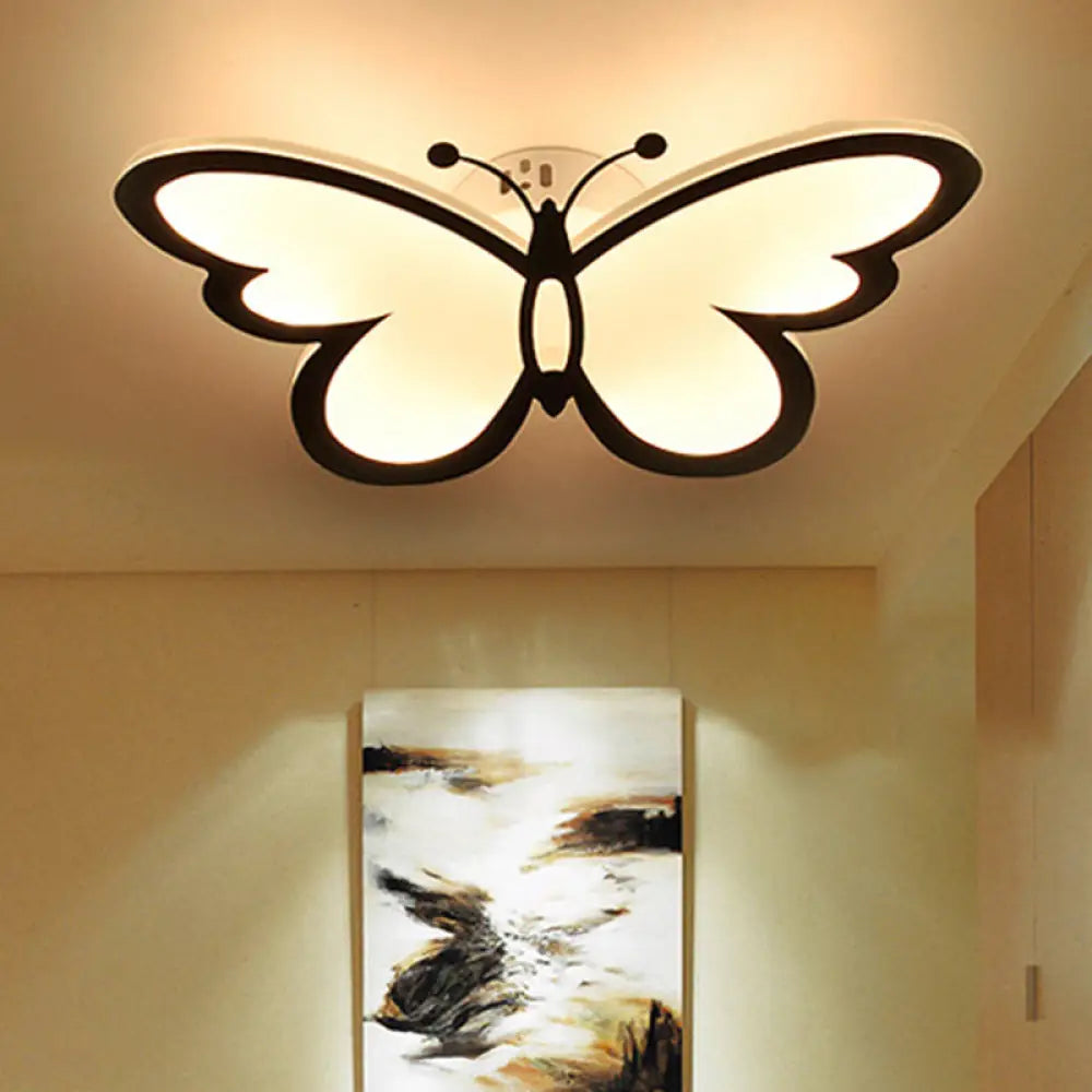 Chic Butterfly Flush Mount Light - Ideal For Girls’ Bedroom Black