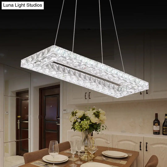 Contemporary Crystal Hanging Lights - Rectangle Pendant Chandelier For Restaurants
