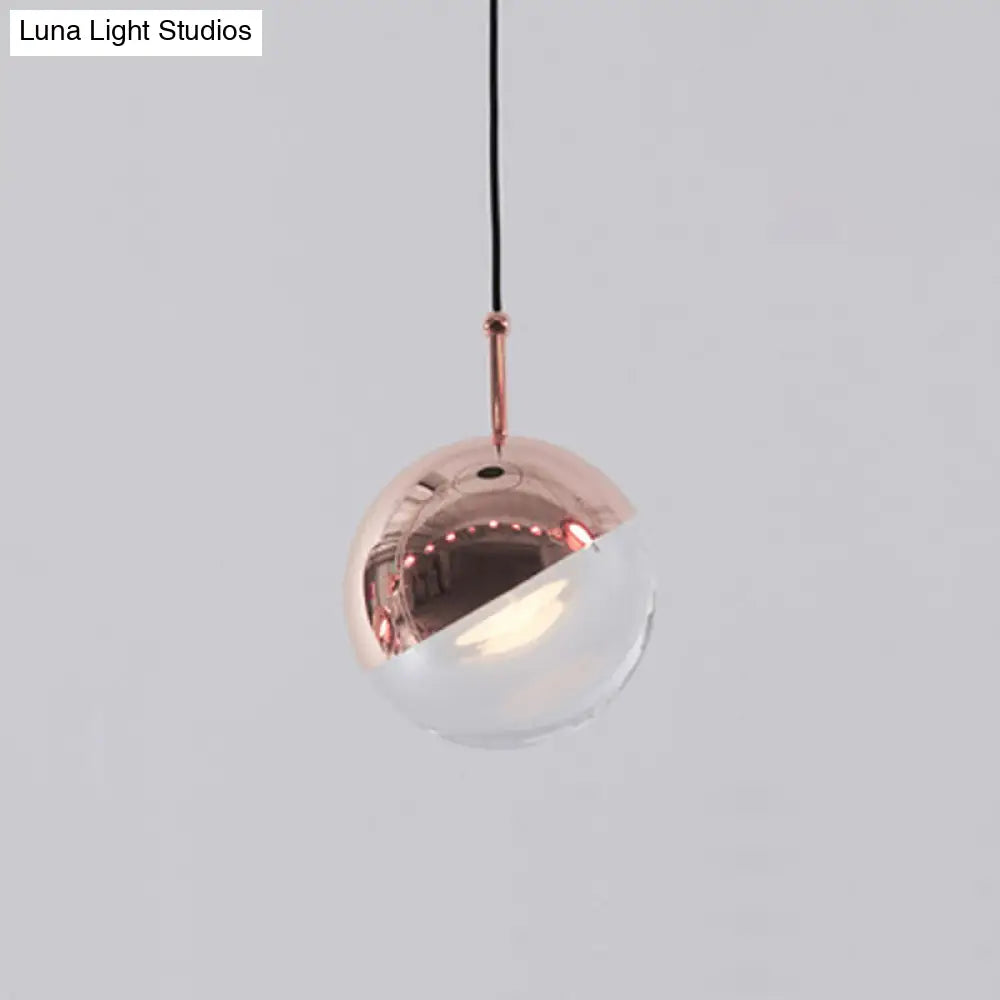 Modern Led Crystal Globe Pendant Light - Designer Mini Hanging Lamp Rose Gold