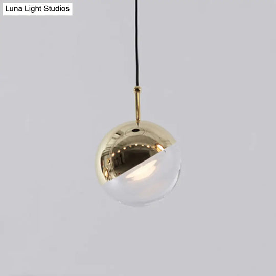 Modern Led Crystal Globe Pendant Light - Designer Mini Hanging Lamp Gold