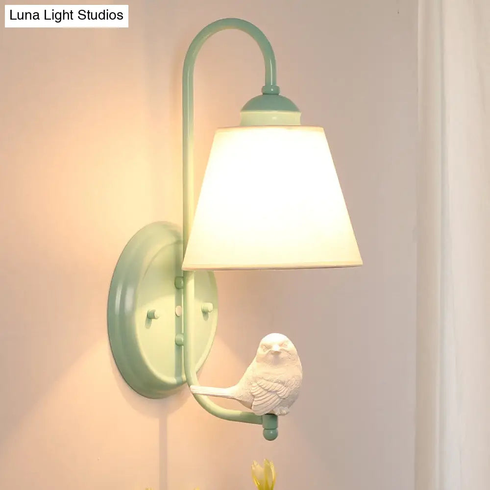 Chic Macaron Style Wall Sconce With Bird Deco In Green - Perfect For Nursing Room