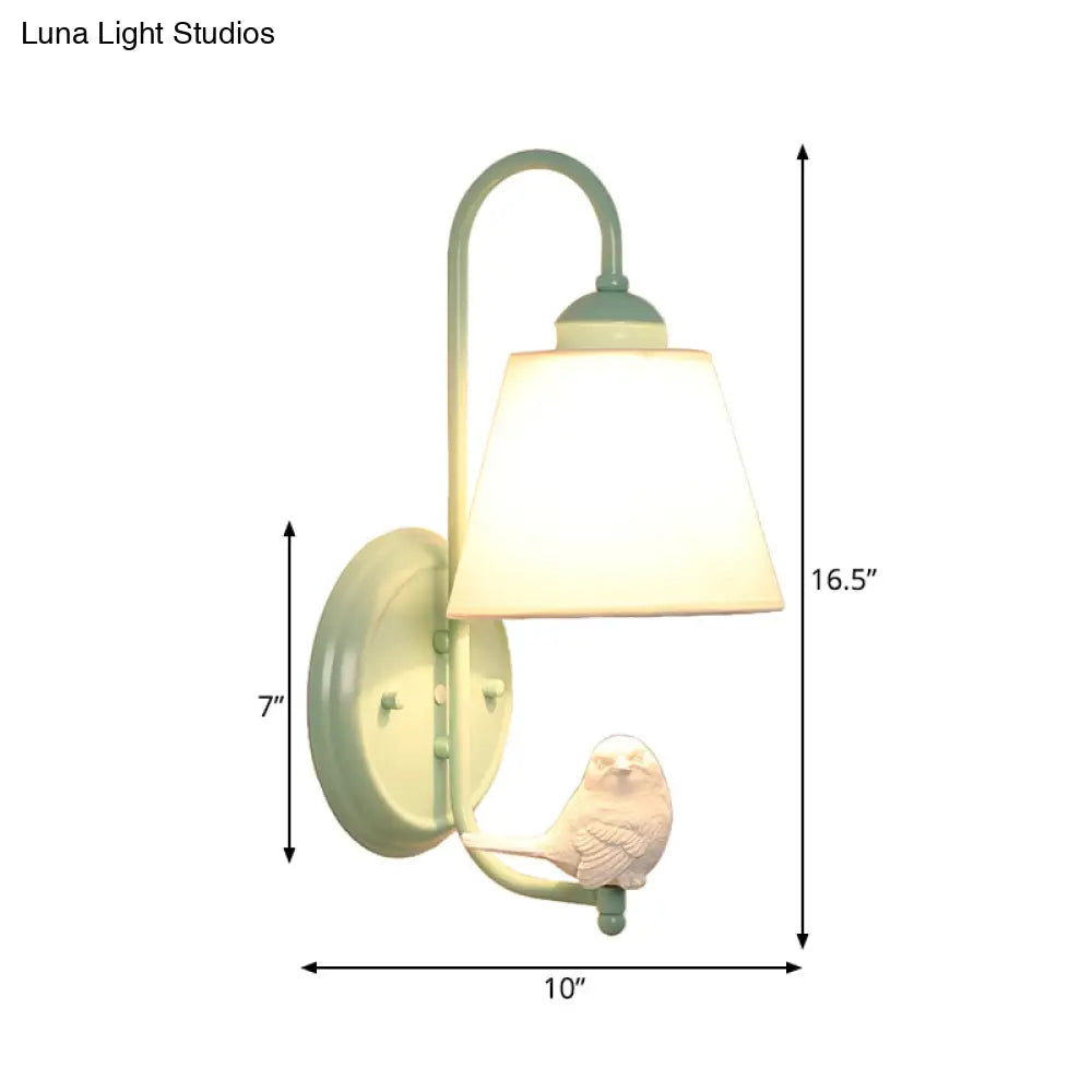 Chic Macaron Style Wall Sconce With Bird Deco In Green - Perfect For Nursing Room