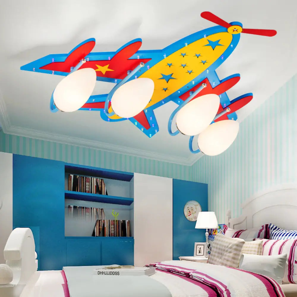 Chic Modern Flush Mount Ceiling Light Fixture With 3 Multi-Color Metal Bulbs For Kindergarten 4 /