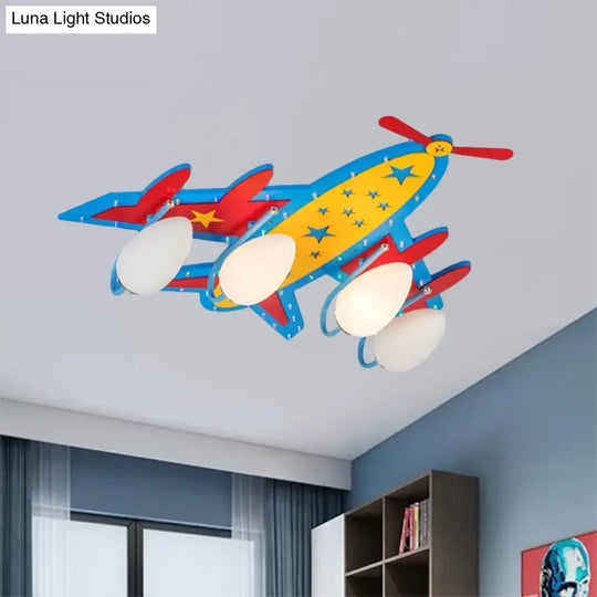 Chic Modern Flush Mount Ceiling Light Fixture With 3 Multi-Color Metal Bulbs For Kindergarten