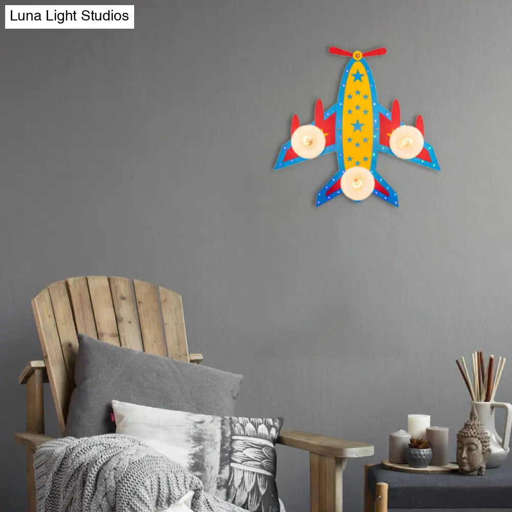 Chic Modern Flush Mount Ceiling Light Fixture With 3 Multi-Color Metal Bulbs For Kindergarten