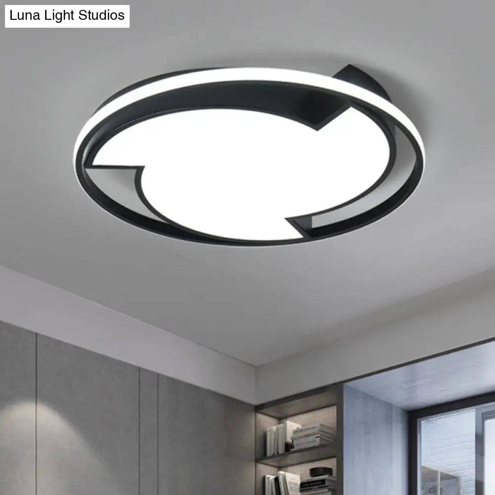 Child Bedroom Cartoon Tornado Led Ceiling Light In Acrylic Black - Flush Lamp / Warm