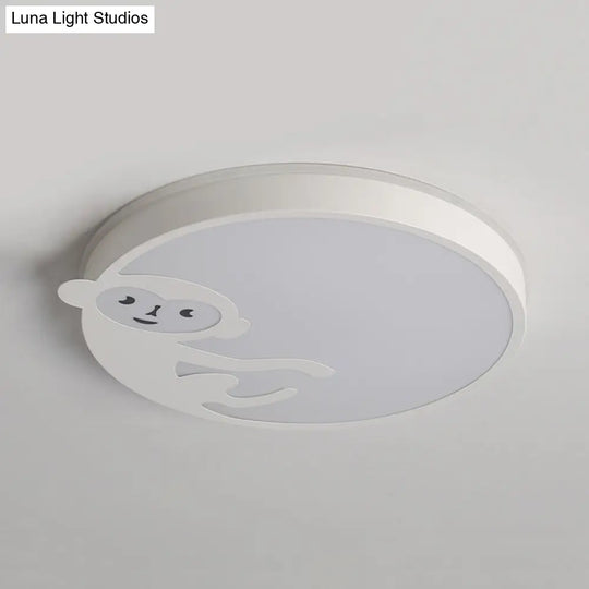 Child Bedroom Ceiling Mount Light With Monkey Design In White - Kids Fixture