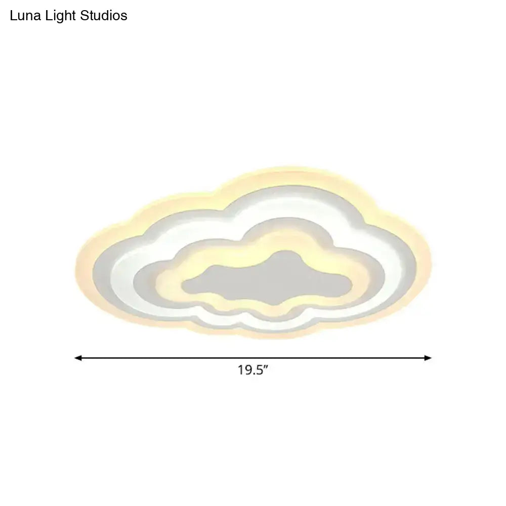 Child Bedroom Led Cartoon Cloud Flush Ceiling Light In Warm/White Acrylic Flushmount Lighting