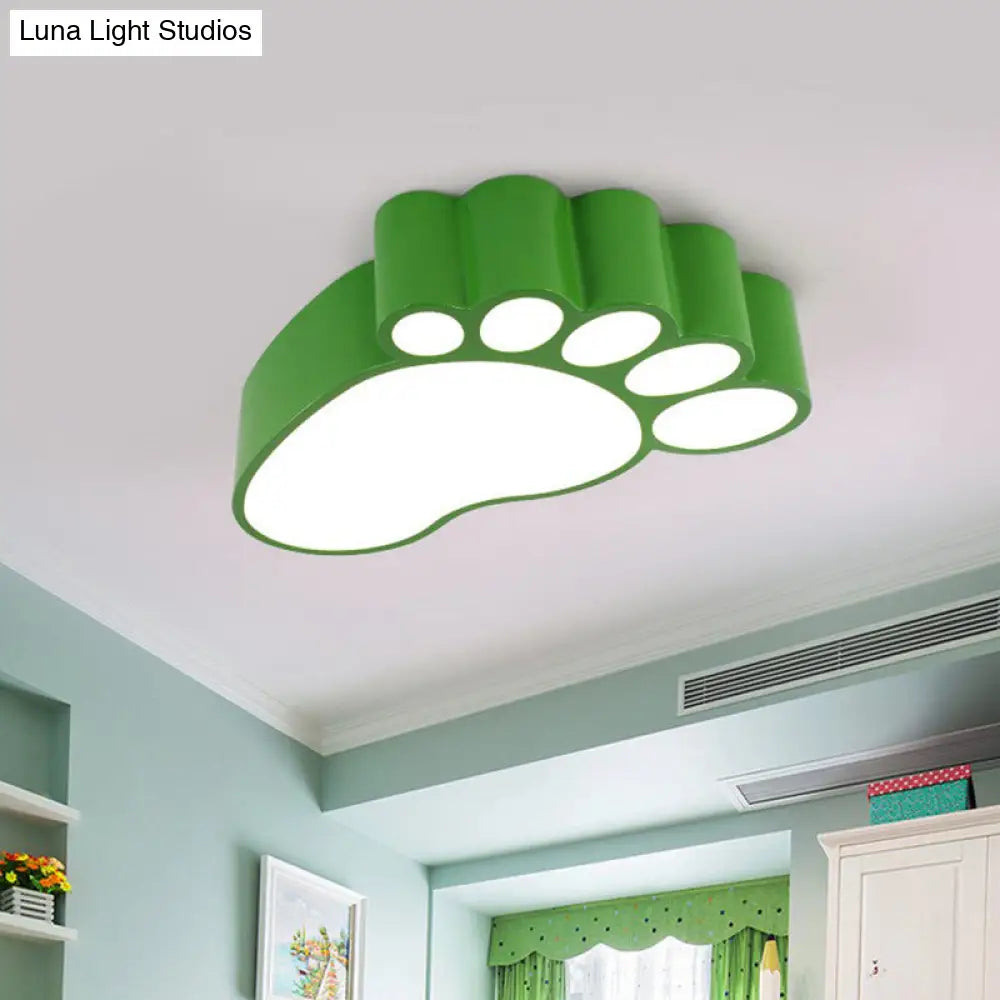 Child-Sized Flush Mount Led Ceiling Light In Metallic Finish - Perfect For Bedrooms Green / 18 White